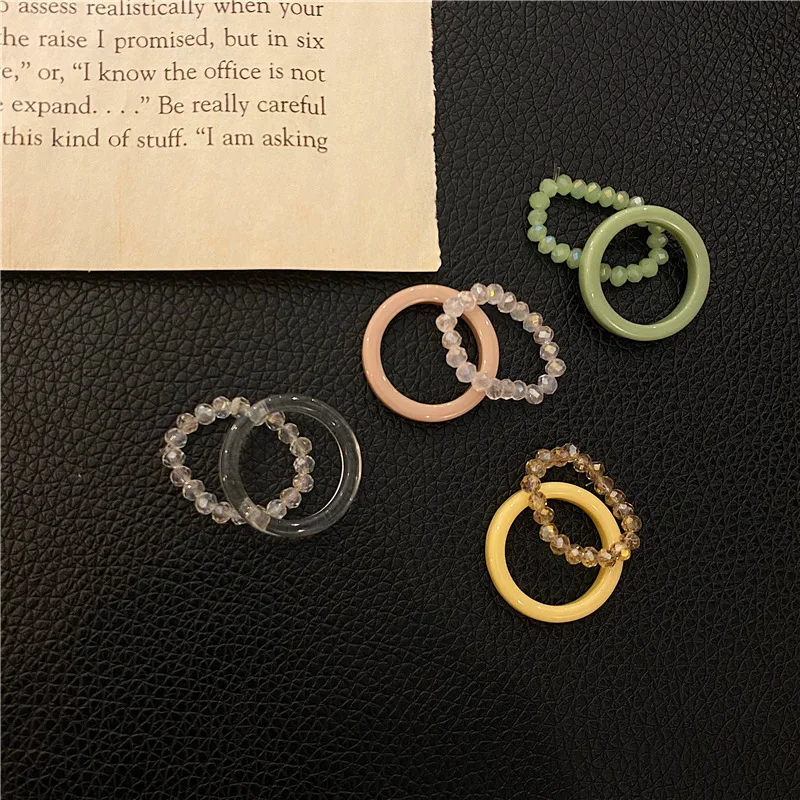 Neue koreanische ästhetische bunte Harz-Acryl-Ringe im Set für Damen – geometrische runde Ringe, temperamentvoller, vielseitiger Schmuck als Geschenk – Detail 17