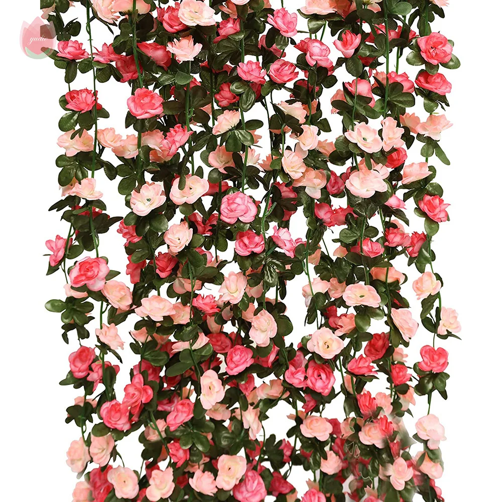 2.5M Rose Flowers Wall Ivy Vines Room Decor Garland Wedding Home Spring Decoration Artificial Liana Garden Arch Fake Plant Vine