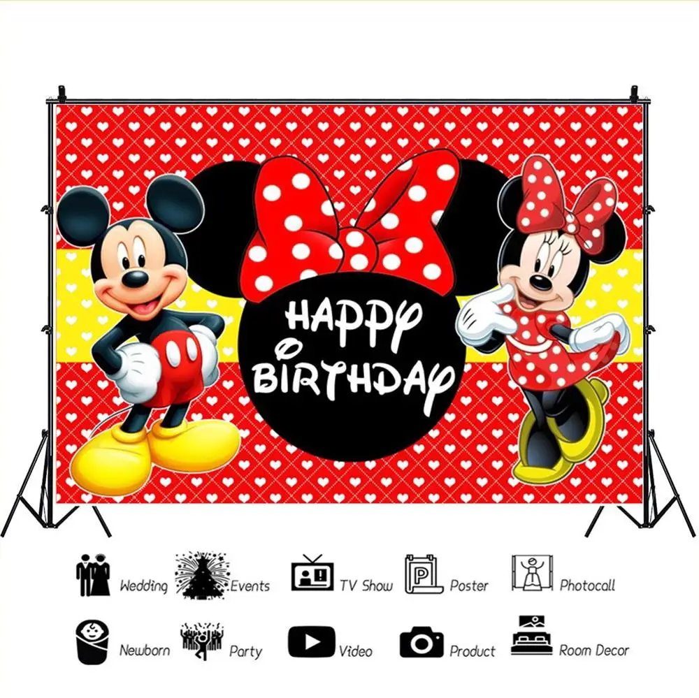 Vinil Personalizado Mickey Mouse Festa Backdrops, Minnie Mouse, Pano de  Parede De Fundo, Baby Shower, Decoração Do Aniversário Dos Miúdos / Artigos  para Festas, image size:1000x999