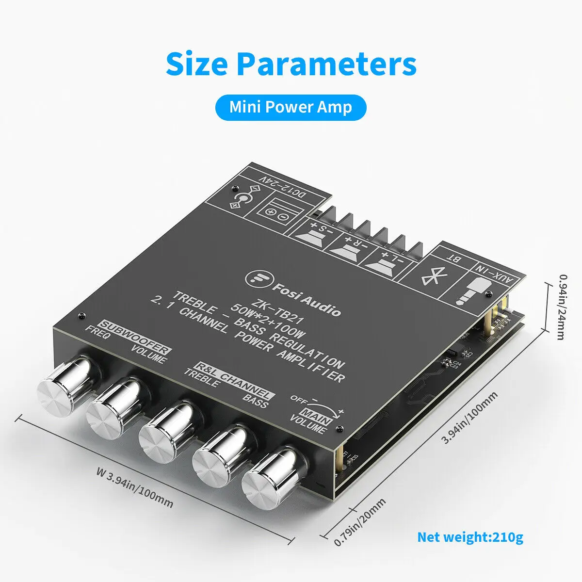 ZK-TB21 Bluetooth 5.0 Subwoofer Amplifier Board 50WX2+100W 2.1 Channel Power Audio Stereo Amplifier Board Bass AMP