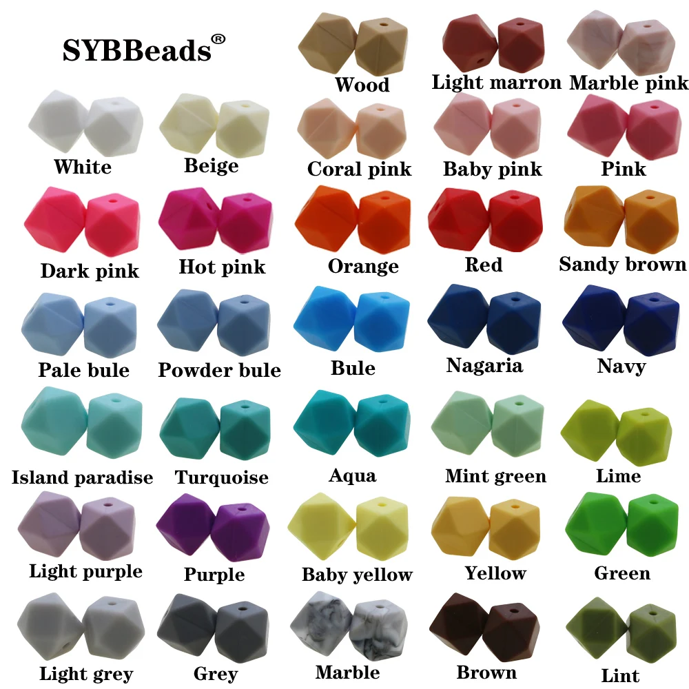 

New Diy 11MM Mini Hexagon Loose Beads 100pcs Food Grade Non Toxic Bpa Free Teething Necklace 13Mm Silicone Beads Kit