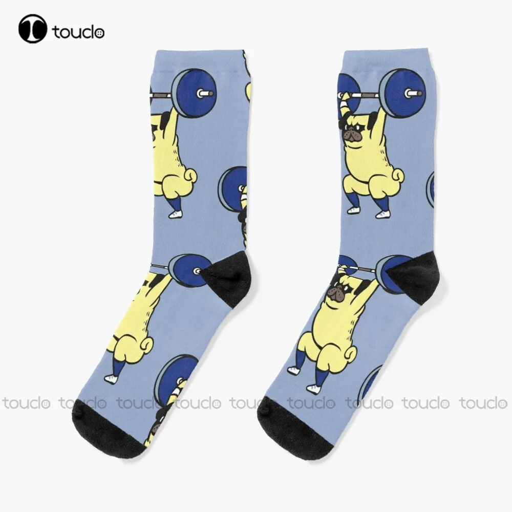 The Snatch Weightlifting Pug calcetines largos para mujer Acción de Gracias Navidad Año nuevo regalo Unisex adultos adolescentes jóvenes calcetines calcetín