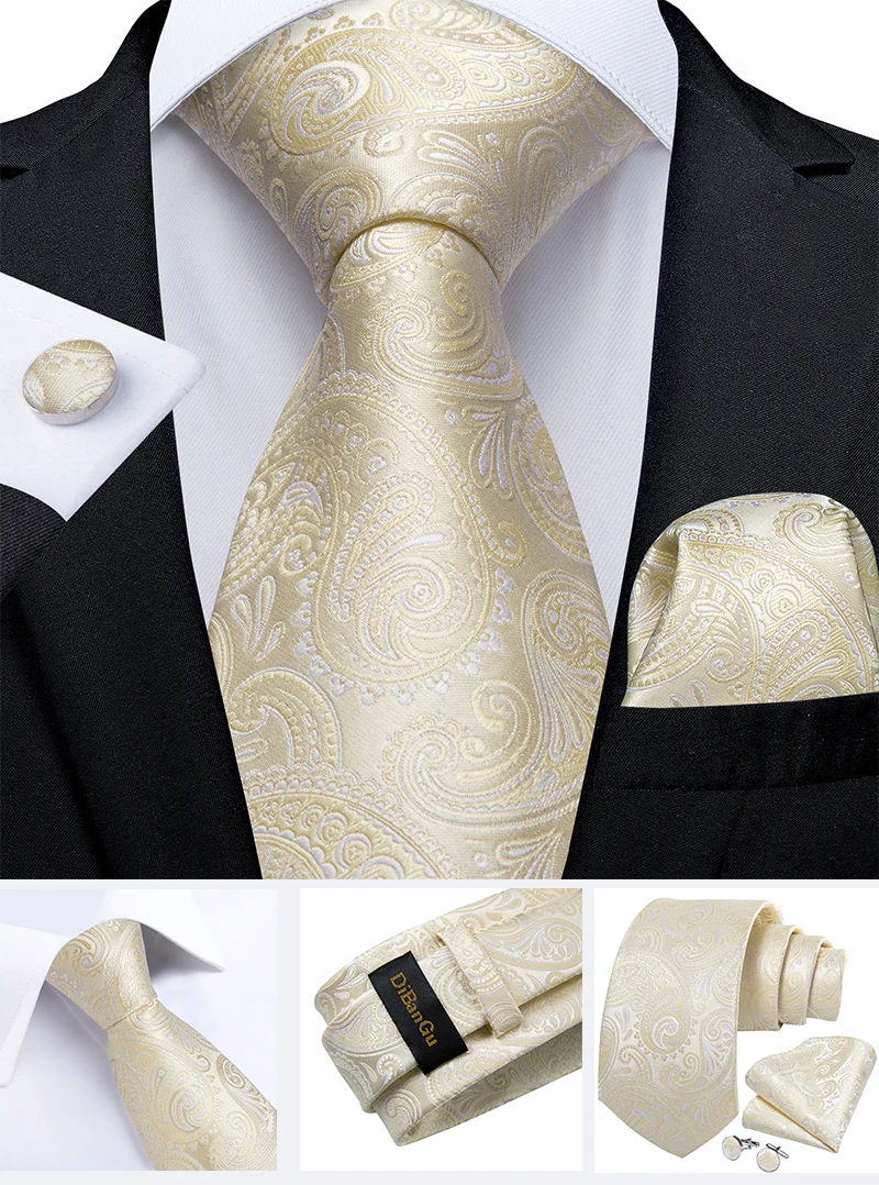 Modische Paisley-Herrenkrawatten in Gold, Türkisgrün, Schwarz, 8 cm, Business-Hochzeits-Accessoires, Krawatte, Geschenk für Männer, DiBanGu – Detail 23
