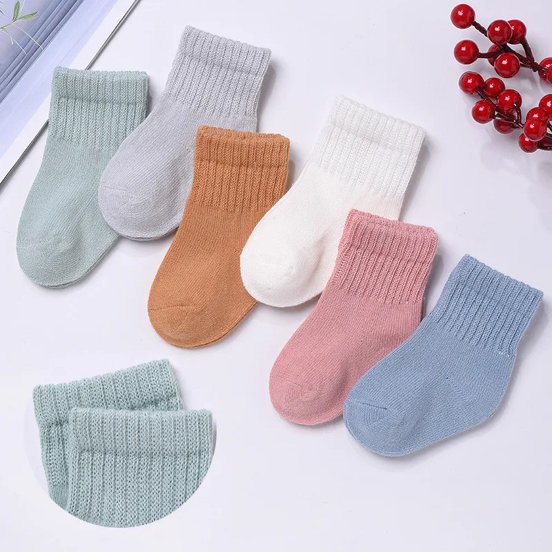 lawadka 6Pairs/set Newborn Baby Boy Socks Cotton Baby Girl Socks Autumn Winter Baby Socks for Girls Cartoon Striped Infant Thing