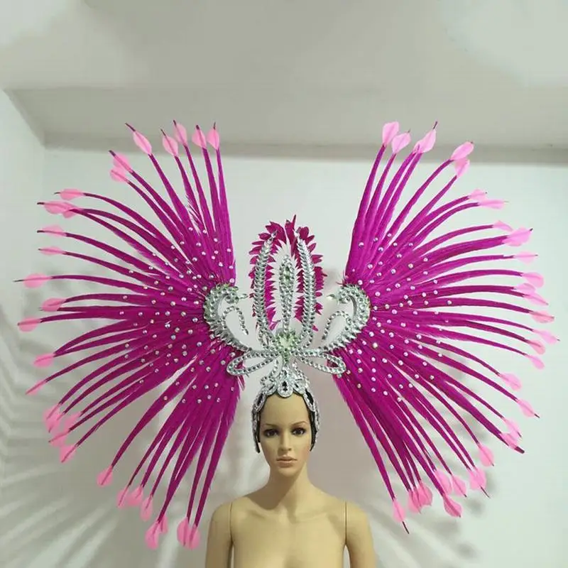 Custom Samba Party Halloween Women Carnival Headdress Dance Stage Feather Headpiece for Singers