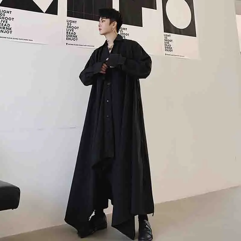 Small group designer long shirt coat men's and women's cloaks shirt coat show style nightclub DJ singer stage trend