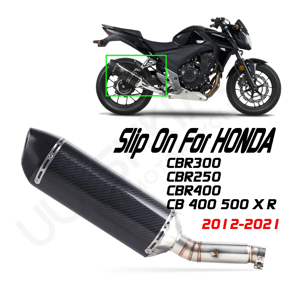 

CBR400 слипоны для Honda CBR300 CBR500 CBR500R CBR500X выхлопная Модифицированная углеродная волоконная средняя Соединительная труба