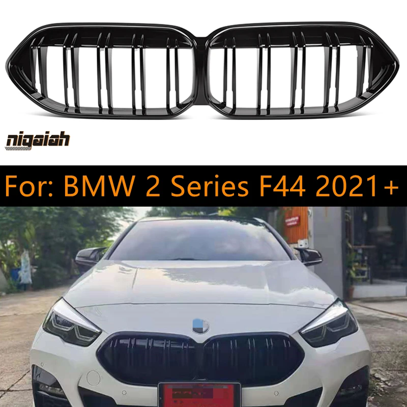 

Front Bumper Grille Glossy Black Kidney Grille ABS Racing Grills For BMW 2 Series F44 2021+ Gran Coupe