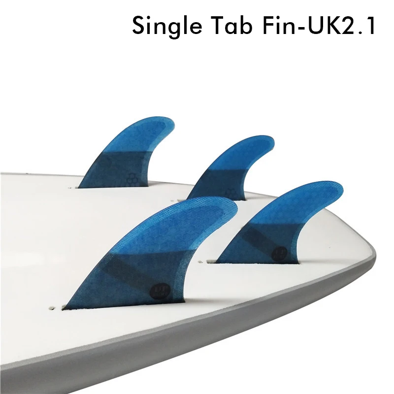 Fiberglass Surf Single Tabs, UK2.1 Fins, Quad-Fins, Honeycomb Fin, 4 Colors Per Set, 4 Colors