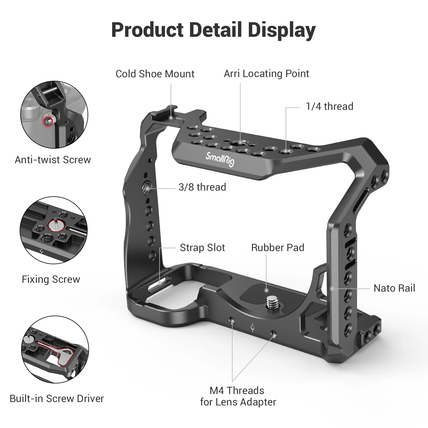 SmallRig a7s3 A7siii DSLR Cage for Sony Alpha 7S III Camera Cage With Cold Shoe Mount and Nato Rail Video DIY Cage Rig 2999