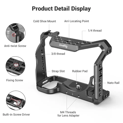 Imagen 2 del producto Jaula para cámara SmallRig a7s3 A7siii DSLR para Sony Alpha 7S III con soporte para zapata fría y vídeo en riel Nato, aparejo de jaula DIY 2999