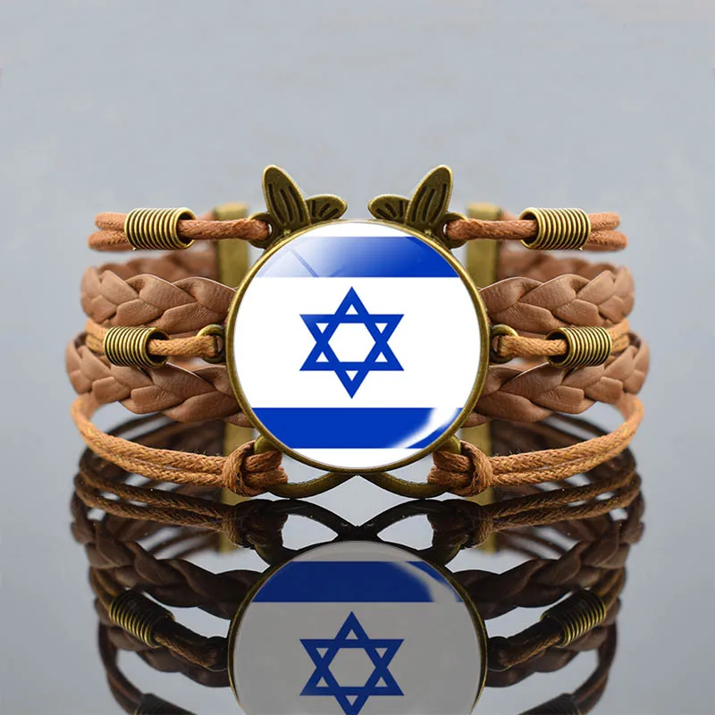 West Asian Countries Flags Braided Bracelet Middle East Countries Israel Turkey Saudi Arabia Flag Glass Bracelet Jewelry