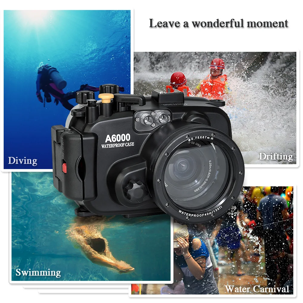 Seafrogs 130ft/40m Waterproof Box Underwater Housing Camera Diving Case for Sony A6000 16-50mm Lens Camera Bag Case Cover