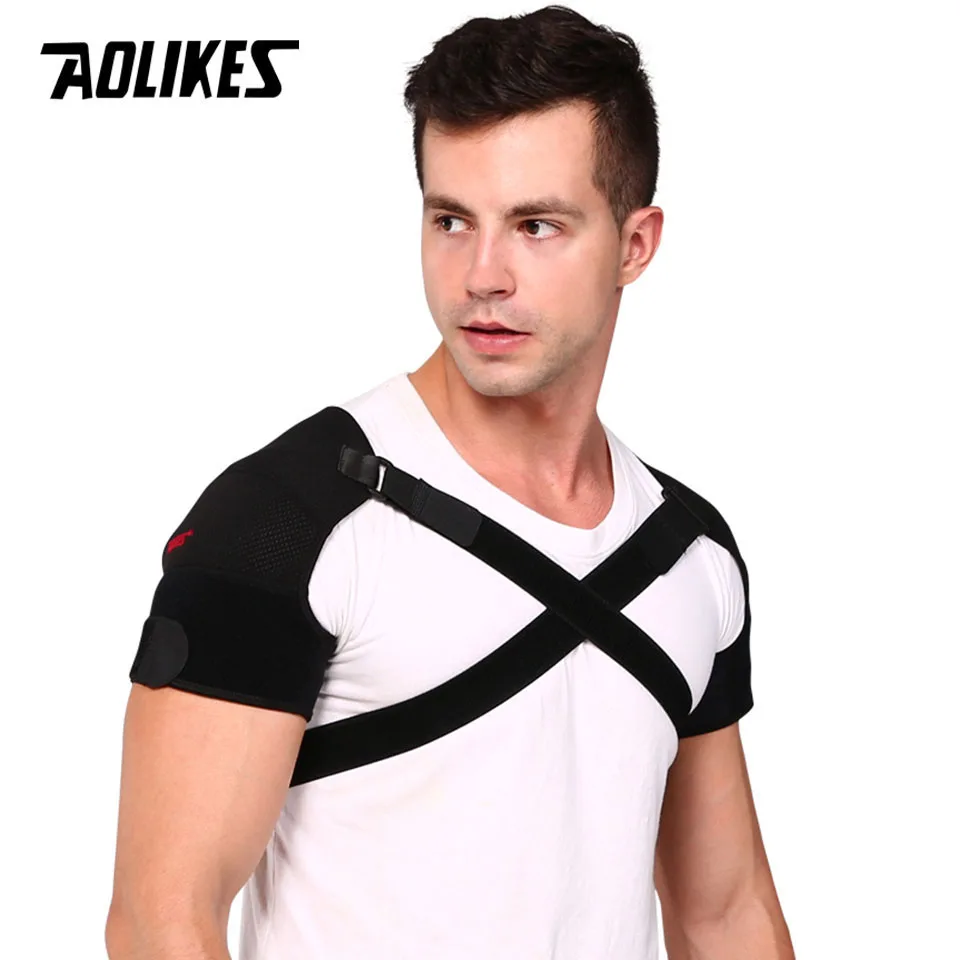 AOLIKES Double Shoulder Brace Adjustable Sports Shoulder Support Belt Back Pain Relief Double Bandage Cross Compression