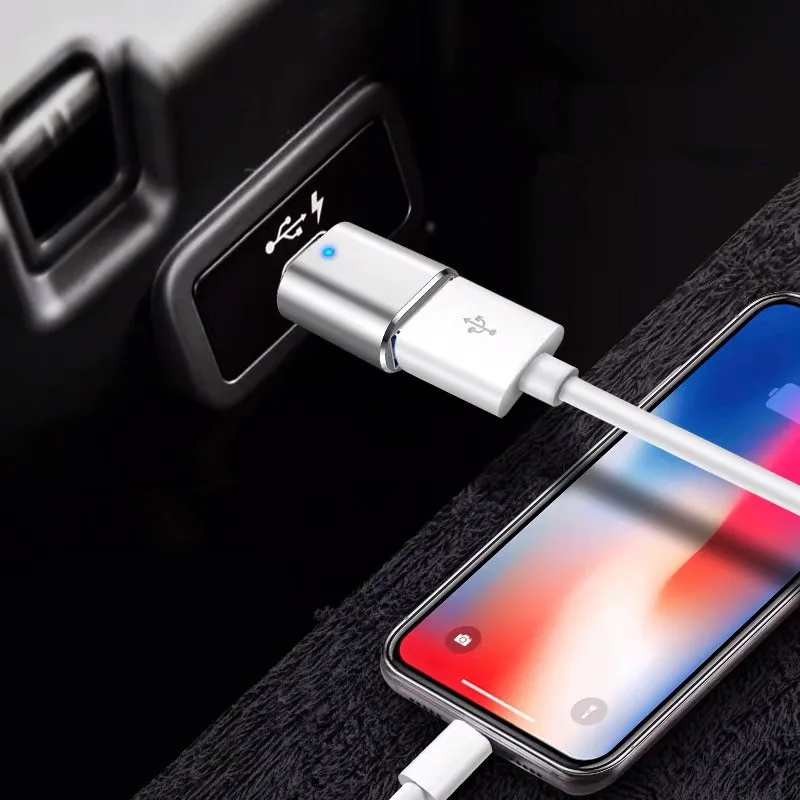 Adaptador USB tipo C a USB 3,0, Cable OTG para Macbook pro Air, Samsung S10, S9, OTG, luz led
