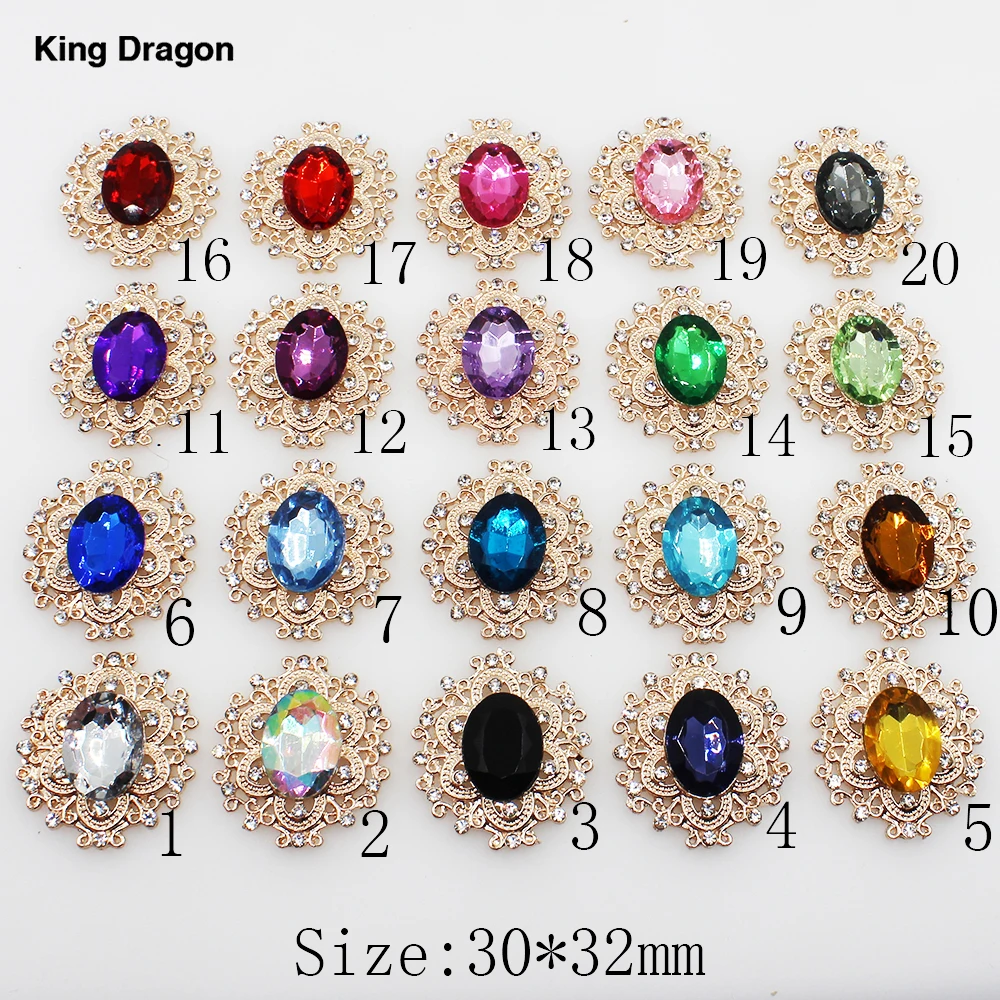 

King Dragon красочные украшения из страз используются на повязке на голову с плоской задней стороной 30 мм * 32 мм 5 шт./лот золотой цвет KD583