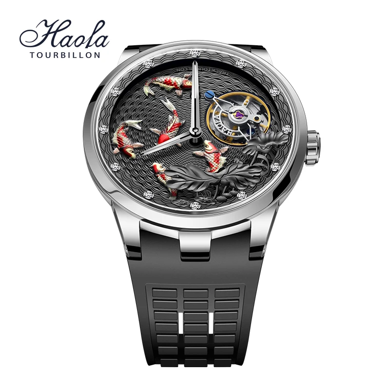 Haofa Manual Carrousel Mechanical Mens Watch Sapphire Rotating Waterproof Karrusel Watch For Men Luxury relógio masculino 1951