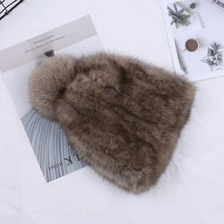 Highend Women's Winter Knitted 100% Real Sable Fur hat Fur Beanie Russian Mink Fur Cap With Fox Fur Pom Poms Female Warm Thick