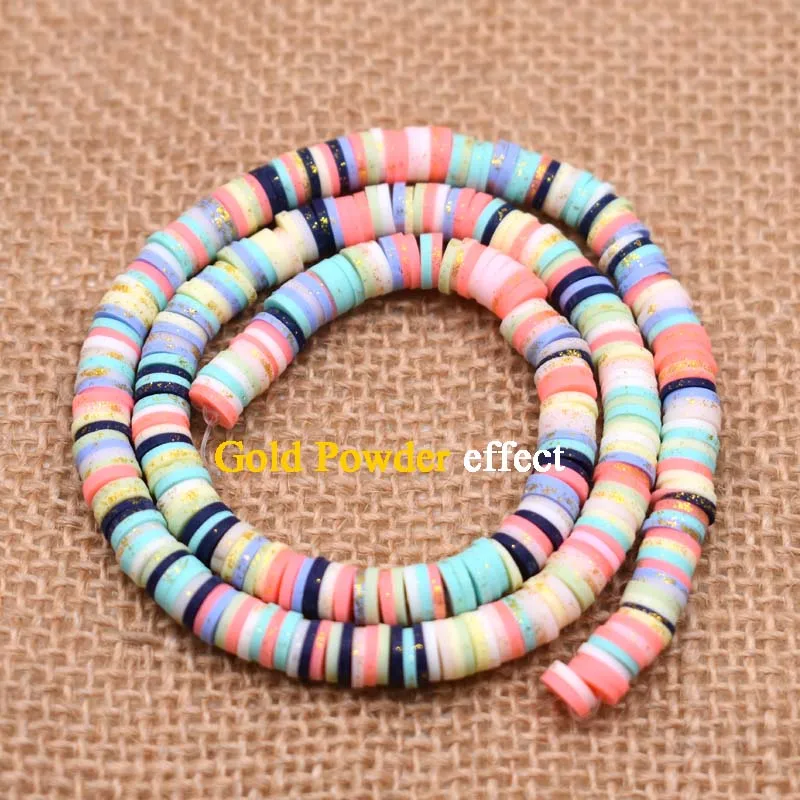 Mixed Color 6mm Flat Round Polymer Clay Beads Chip Loose Spacer Beads For DIY Jewelry Making Bracelet Handmade Finding 15inch