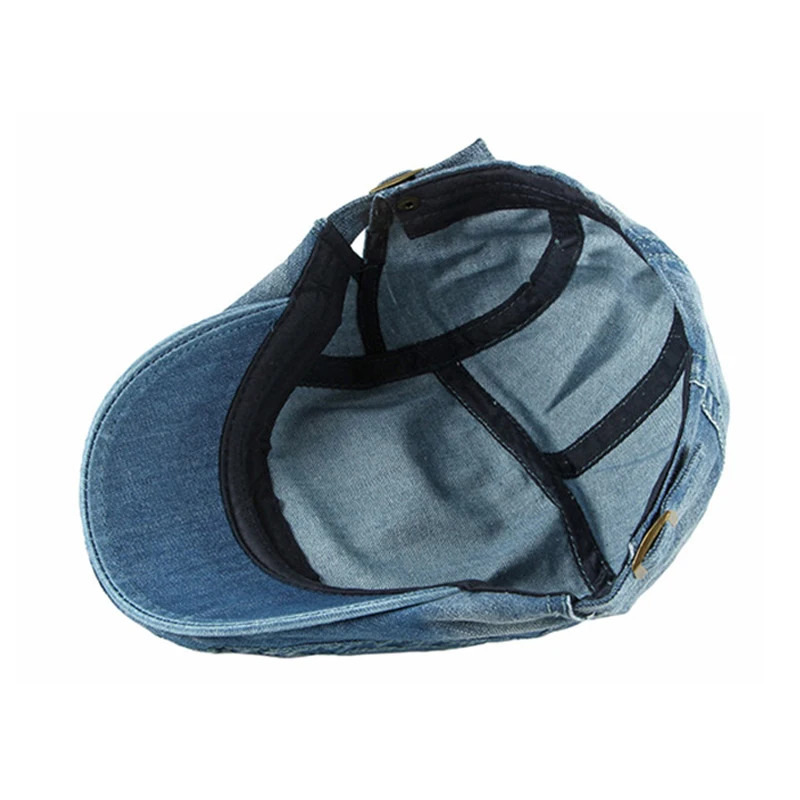 Chapeau bérets en denim délavé simple pour hommes et femmes, casquette plate à visière, chapeau d\'artiste bec de canard, casquette de gavroche