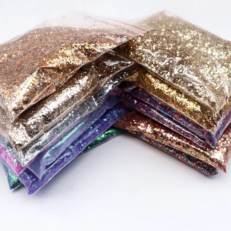 50g/Bag Nail Powder Sequin Champagne Silver Gold Mixed Purple Series Holographic Glitter Gel Polish Set for Gel Nail Decoration