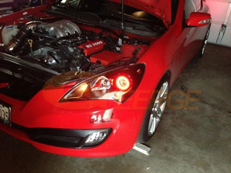 For Hyundai Genesis Coupe 2009 2010 2011 2012 RF Remote BT App Multi Color Ultra Bright RGB LED Angel Eyes Kit Halo Rings