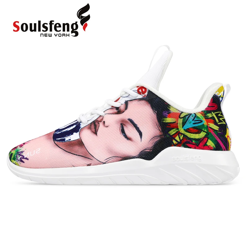 Soulsfeng Men\'s Large Size Bon Voyage (Oriental) White Sneakers Lightweight Non-slip Women\'s Shock-absorbing Running Shoes