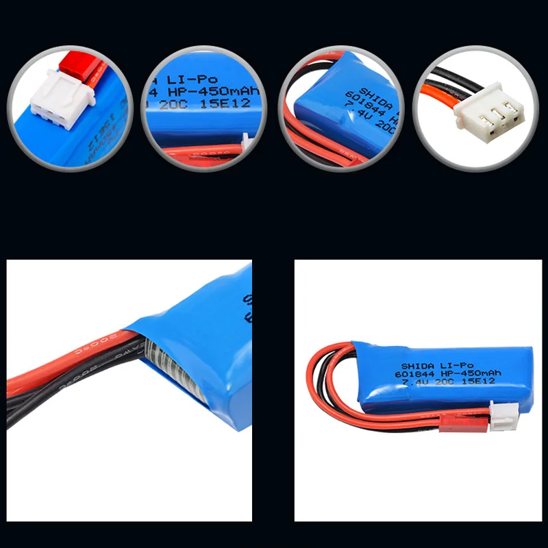 2 / 4 / 6pcs 7.4V 450mAh 20C Lipo Battery 2S for WLtoys K969 K989 K999 P929 P939 RC Car Rc Drone