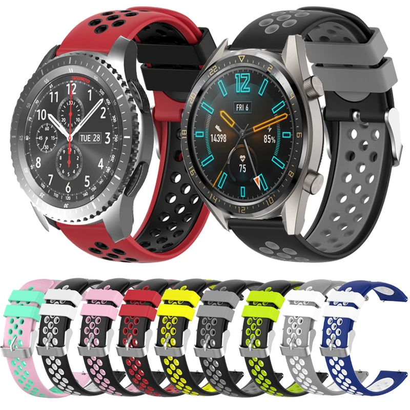 กีฬา22มม.ซิลิโคนสำหรับHuawei Watch GT GT 2 46มม.สายรัดข้อมือสำหรับSamsung Galaxyนาฬิกา46มม.เกียร์S3สายรัดข้อมือ