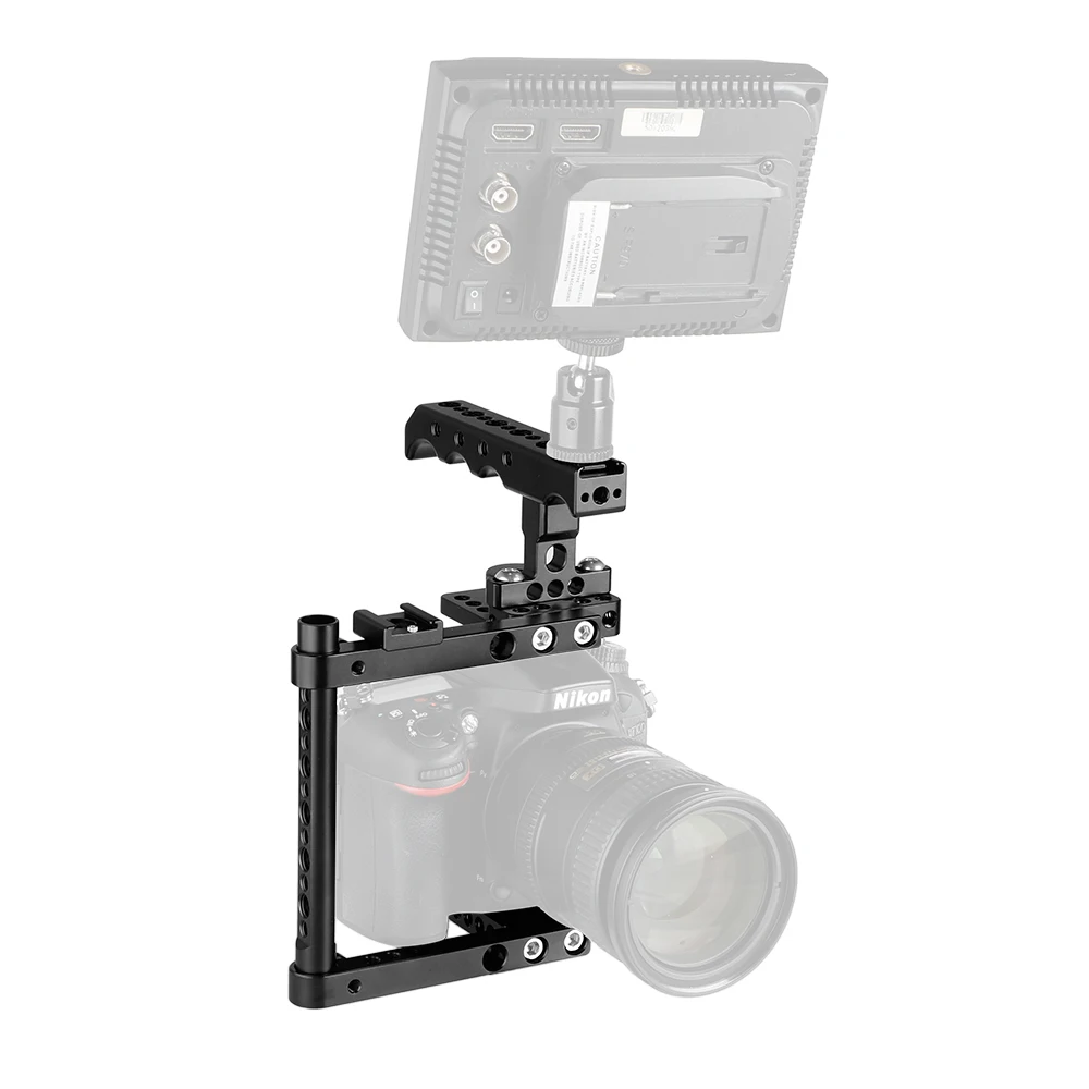 Impianto di perforazione della gabbia della fotocamera CAMVATE per Canon 650D,600D,550D,500D,450D,760D,D3200,D3300,D5200,D5500,D300S,D610,a58,a7,a7II,GH5/GH4/GH3/GH2