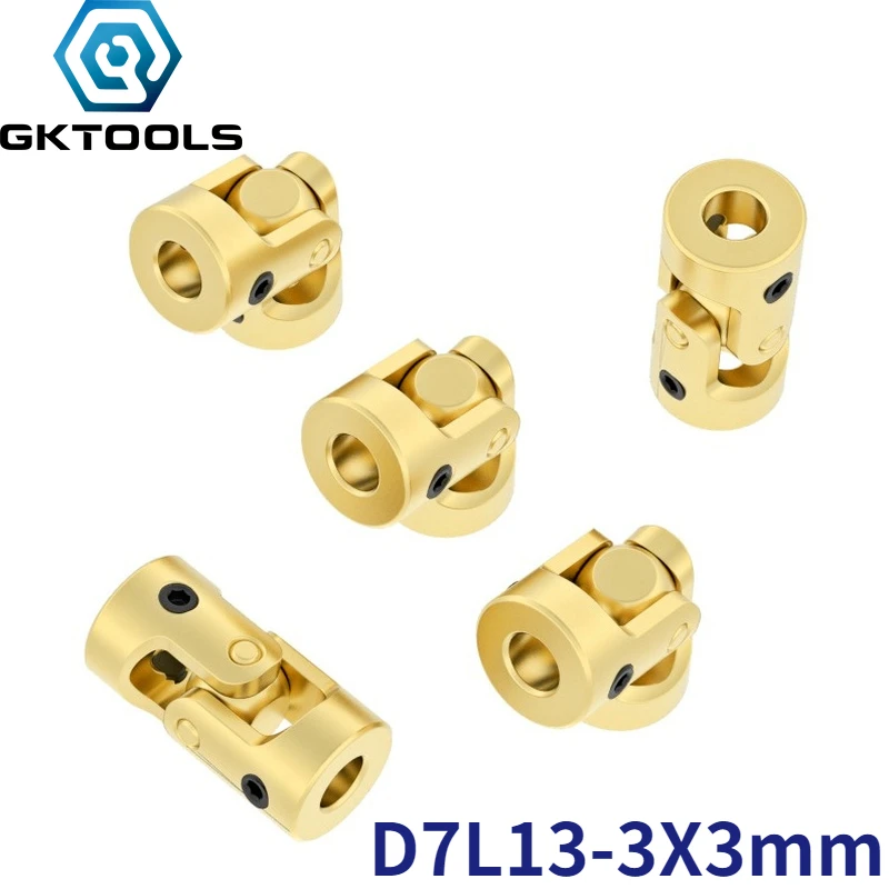 GKTOOLS Mini Coupling Brass Universal Joint 3mmx3mm Diameter 7mm Length 13mm Model Ship Coupler Gimbal