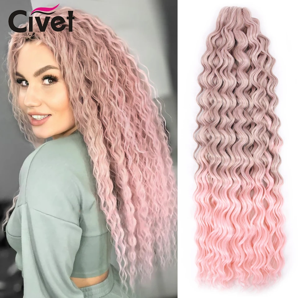 

Synthetic Ariel Curl Hair Water Weave Passion Twist Crochet Braids Hair Extensions Ombre Blonde Pink Braiding Hair For Women