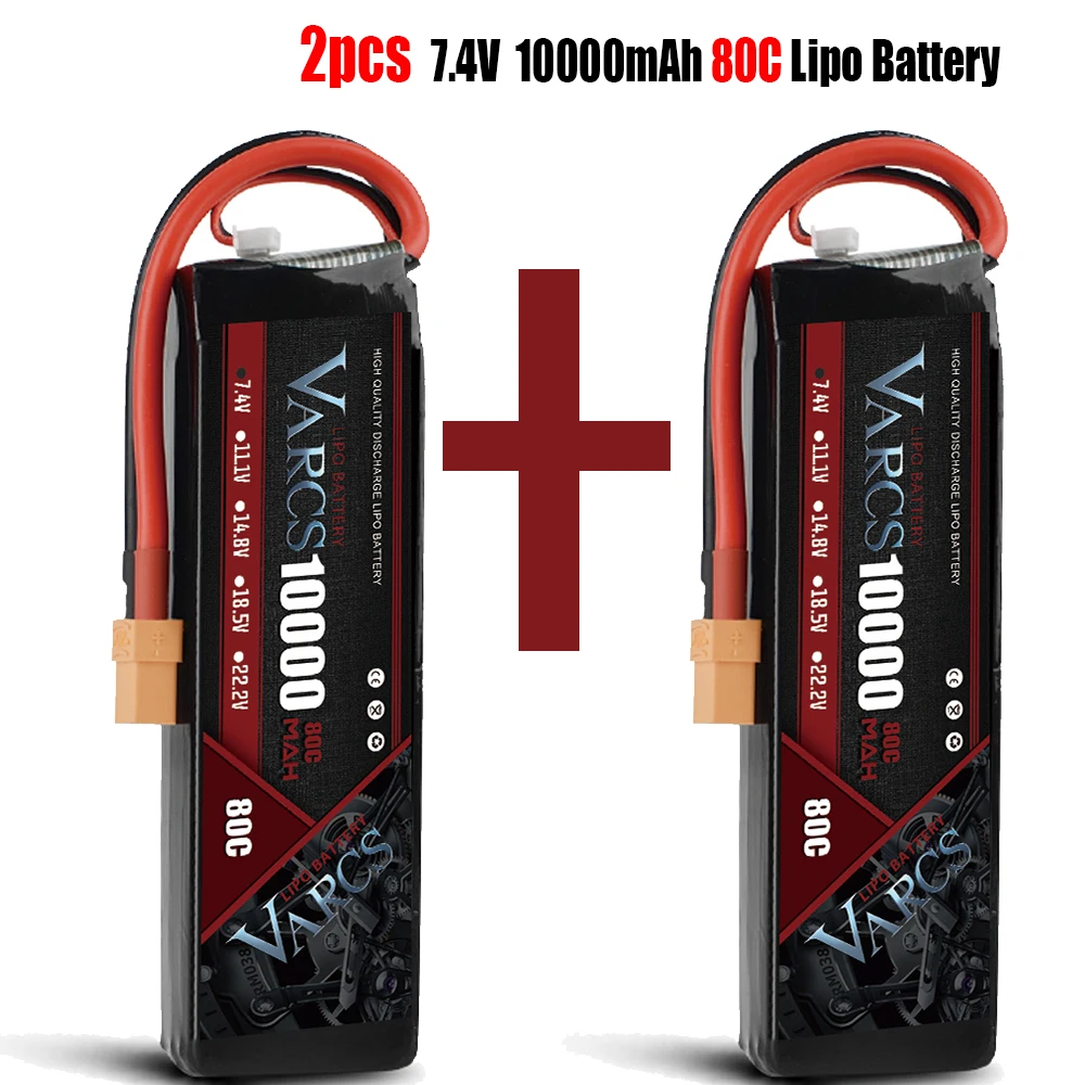 2 sztuk VARCS akumulatory litowo-fosforowe 2S 7.4V 11.1V 10000mAh 80C/160C dla RC samochód Off-samochód zabawka ciężarówka łodzie salash części do