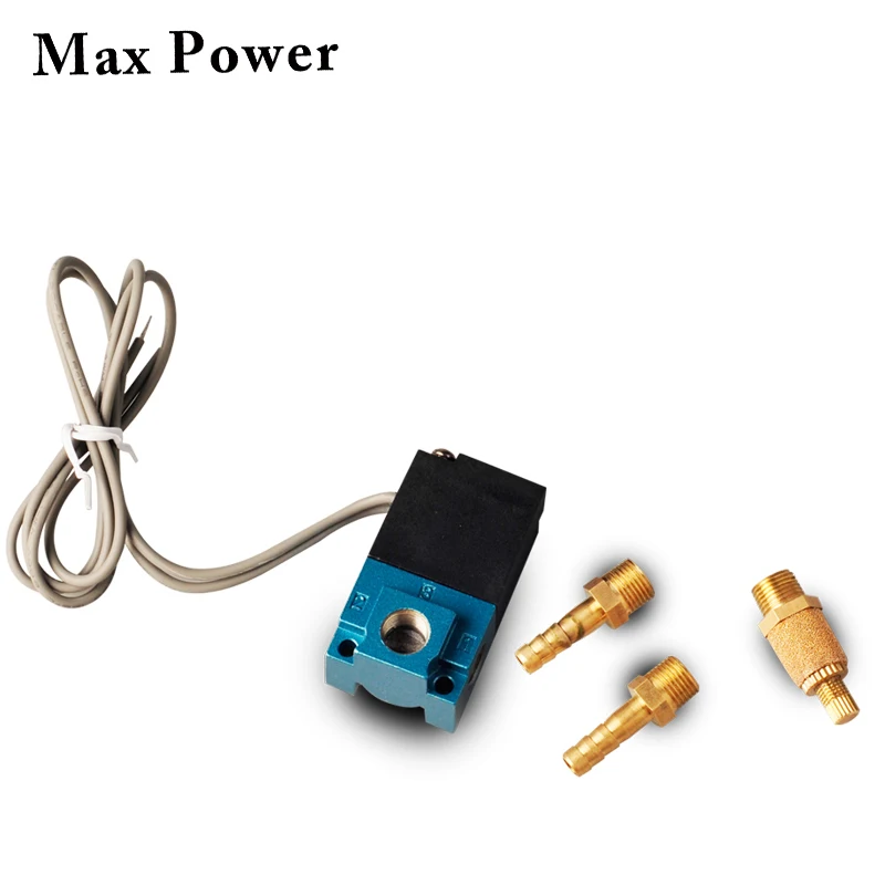 

Pneumatic Fitting 1/8NPT Quick Connect 3 port valve Boost Solenoid Valve 12v 5.4w With Brass Silencer kit