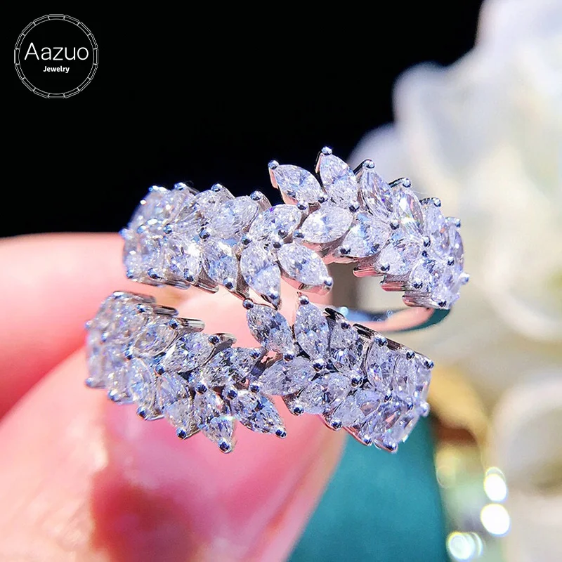 

Aazuo 18K Orignal White Gold Real Natrual Diamonds 0.70ct Marquise Ring Fashion Gift For Woman&Lady Birthday Wedding Party