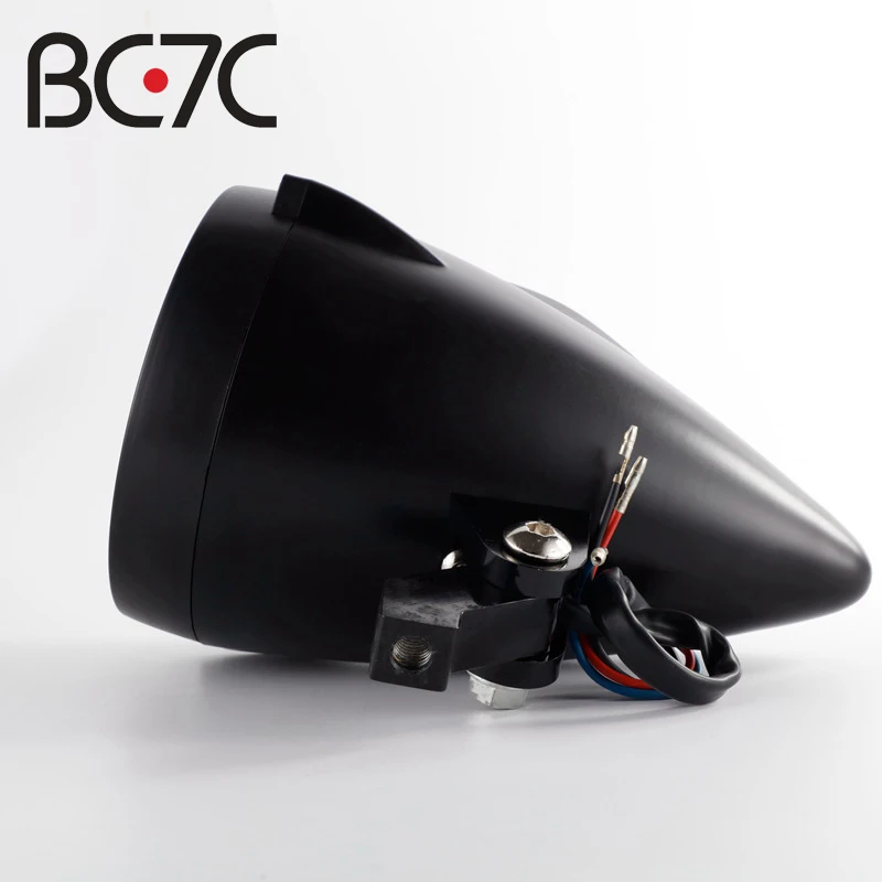 Black Motorcycle Bullet Retro Halogen Headlight Glass Light for Harley Suzuki Honda Kawasaki Scooter