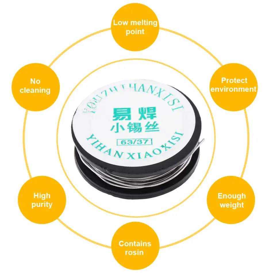 Welding Wires 63/37 8g Welding Wire 0.8mm Mini Solder Wire Tin Lead Wire Reel with 2% Flux and Rosin for Electric Soldering Iron