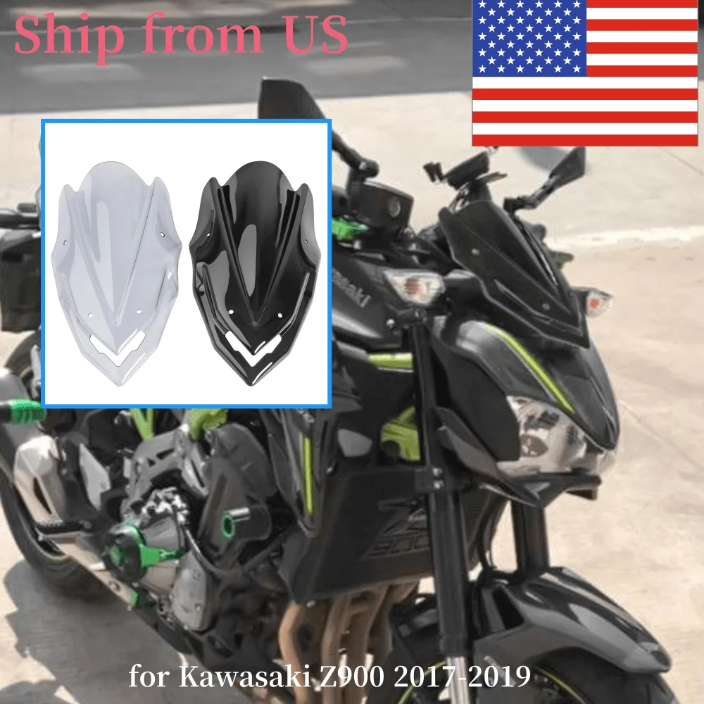 Z900 Windscreen Windshield for Kawasaki Z 900 ZR900 2017 2018 2019 Motorcycle Accessories Air Wind Deflector Double Bubble Smoke