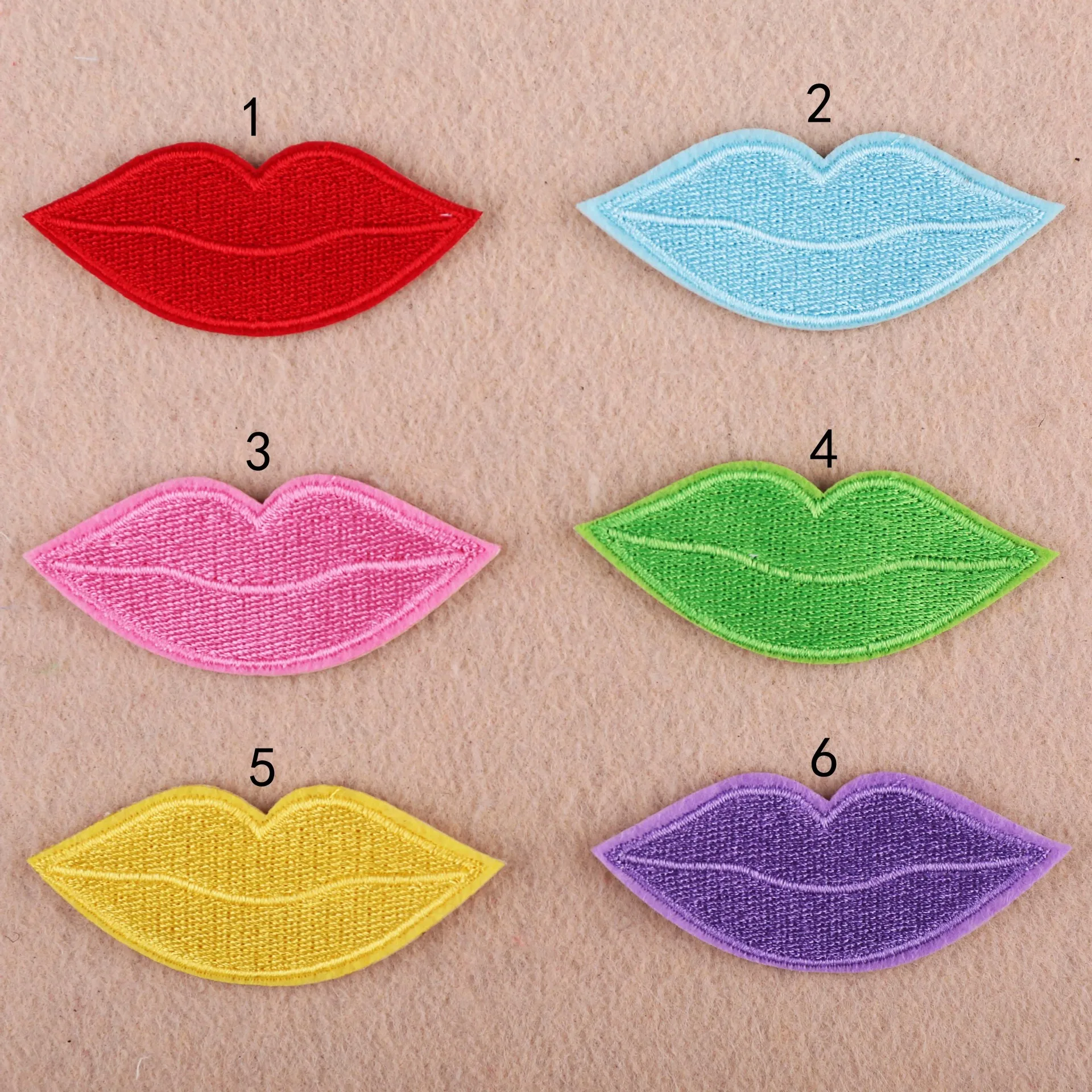 Colorful Lips Kiss DIY Patches Badges Cloth Embroidery Patch Applique Iron-on Clothing Sewing Supplies Decorative