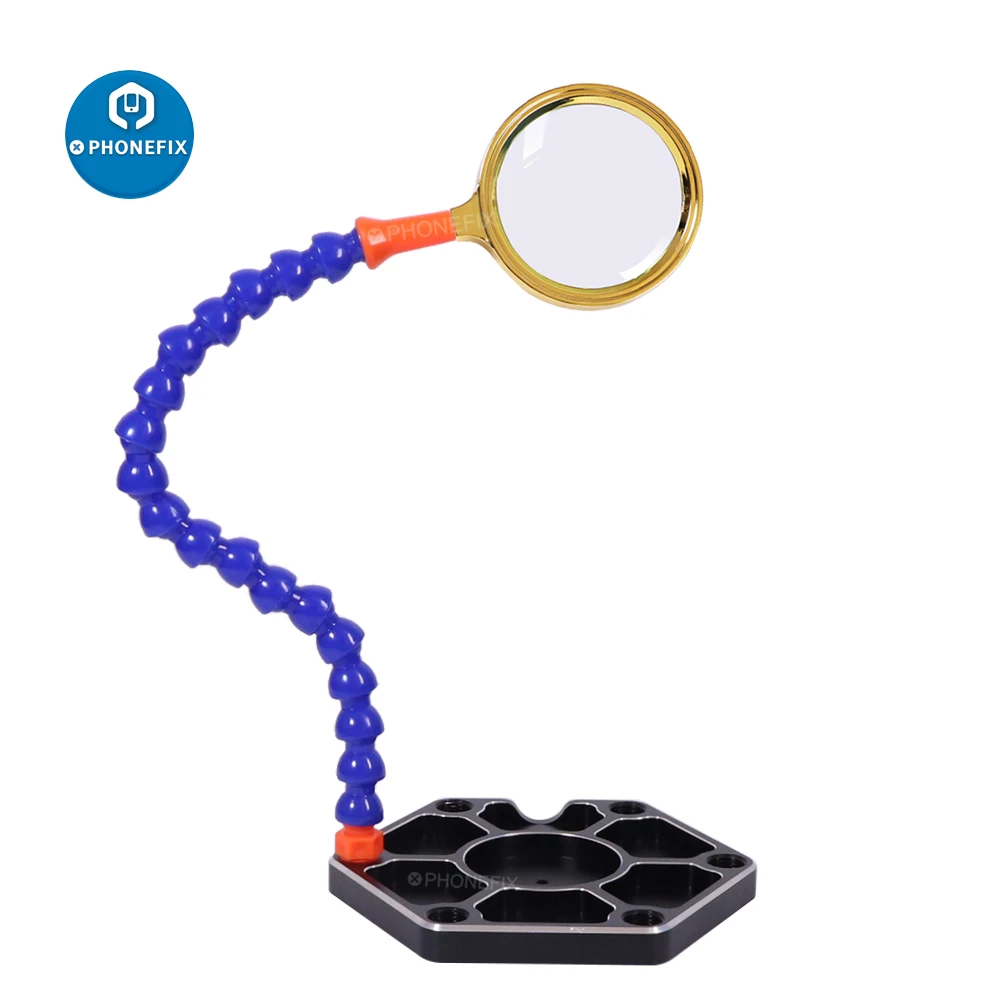 Soldering Helping Hand Third Soldering 6 Flexible Arm Magnifier Soldering Iron Holder PCB Welding Station for RC Drone Repair