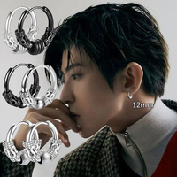 Punk Dragon Carving Hoop Earrings for Man Stainless Steel Simple Thick Round Circle Hoop Earrings Rock Roll Mens Hip Hop Jewelry