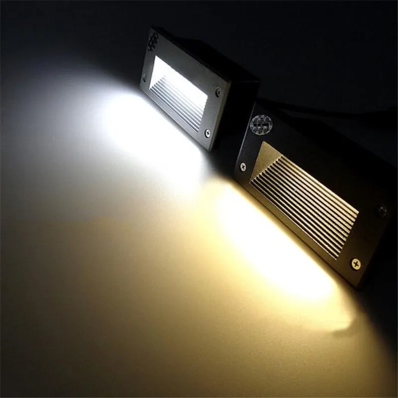 3W 5W Outdoor Waterproof Led Step Light Recessed Garden Villa Pathway Corner Wall Lamp Stairway Hallway Step Stair Light