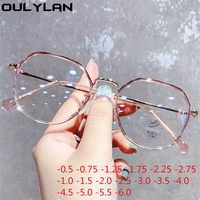 Oulylan -0.5 -0.75 -1.25 -1.0 -1.5 -2.5 to -6 Finished Myopia Glasses Men Women Fashion Round Metal Shortsighted Eyewear Unisex