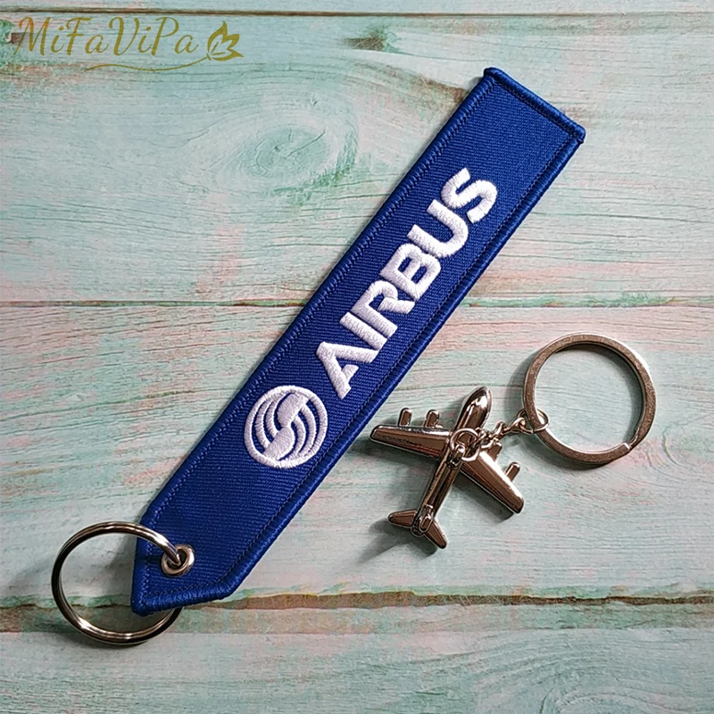 MiFaViPa Fashion Trinket AIRBUS Gift Aviation Keychain Aircraft Key Chain with 1 PC Metal Plane Embroidery A320 NEO Key Chains view 2