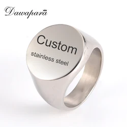 Dawapara Stainless Steel Custom Ring for Men Key of Solomon Customizable Pattern Laser Engraving Rings
