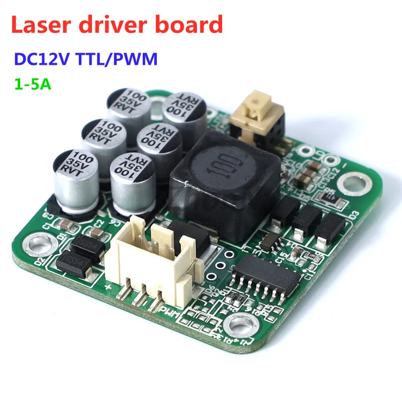 Lazer diyot LD sürücü panosu ile TTL/PWM modülasyon akım 1A - 5A 12V gerilim akım ayarlanabilir 405nm 445nm 450nm evrensel