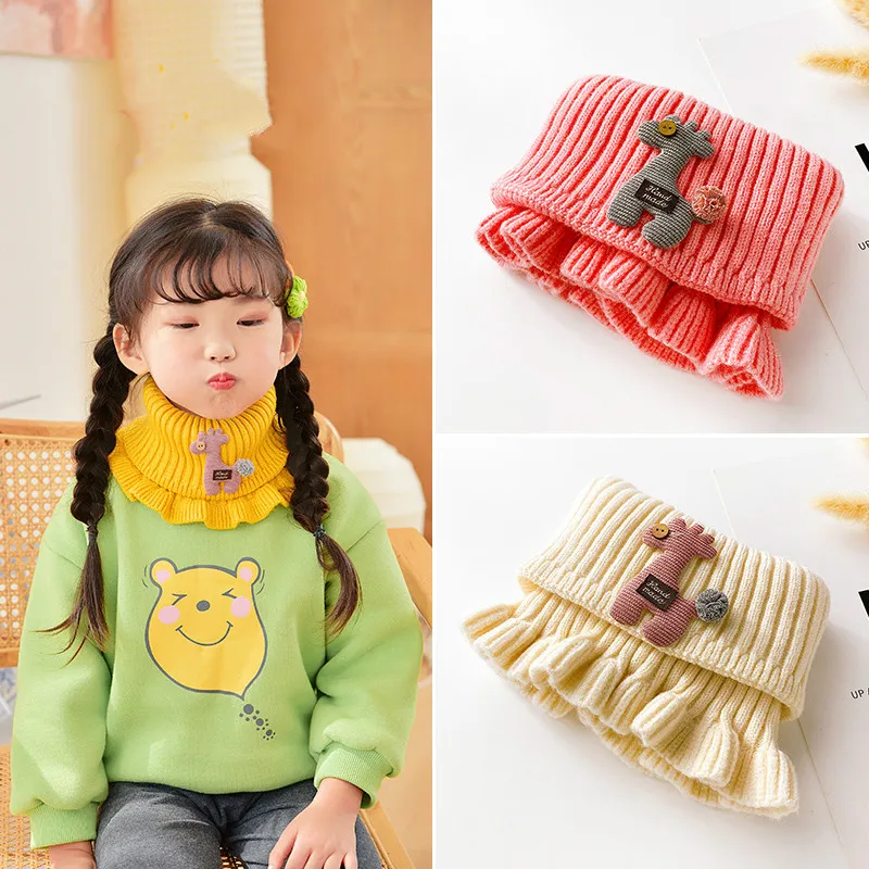 Winter Children Cute Cartoon Knit Soft Scarf for 2-12 Years Old Girl Kid Neck Collar Baby Cartoon Scarves Fashion Warm Collar