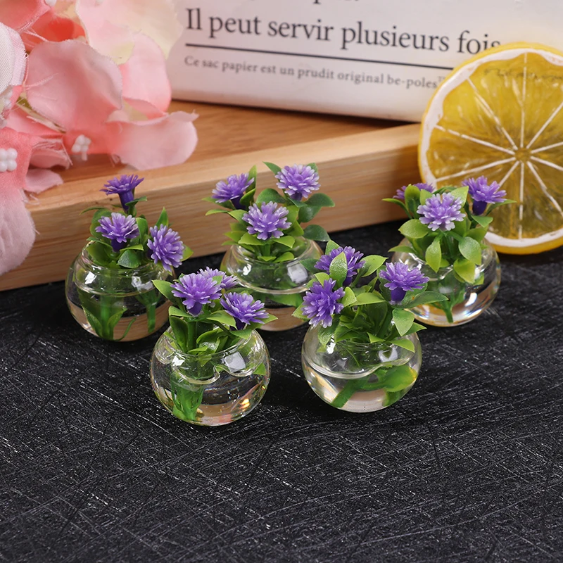 1:12 Dollhouse Miniature Simulation Potted Plants Green Mini Tree Potted For Green Plant In Pot Doll House Furniture Home Decor