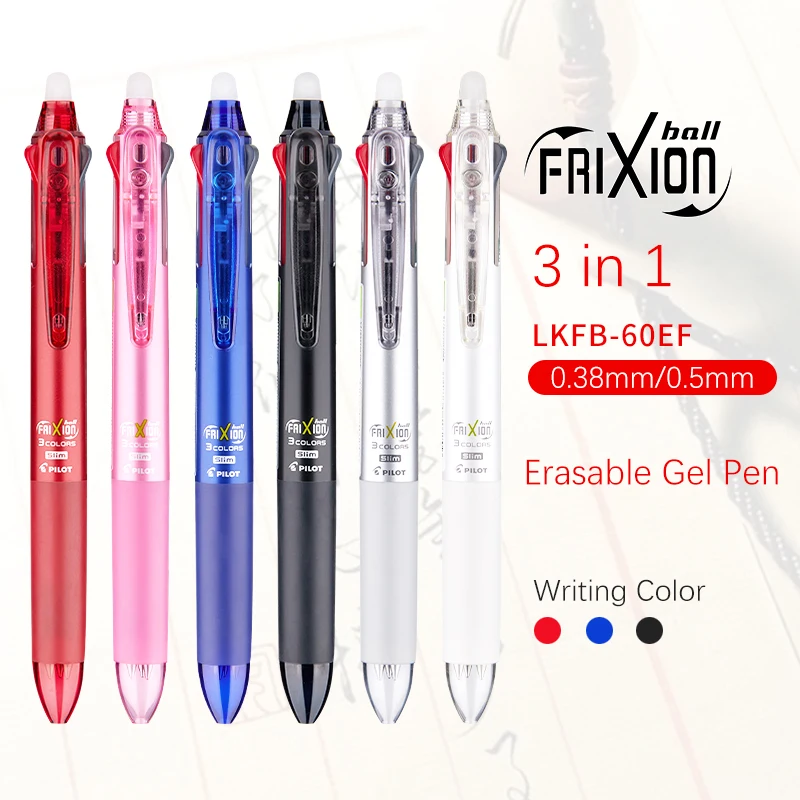 Japan Pilot Frixion Pen 3 In 1 Erasable Gel Pen Multi Colors 0.5 Mm LKFB-60EF 0.38 Mm LKFB-60UF Replacement Refills