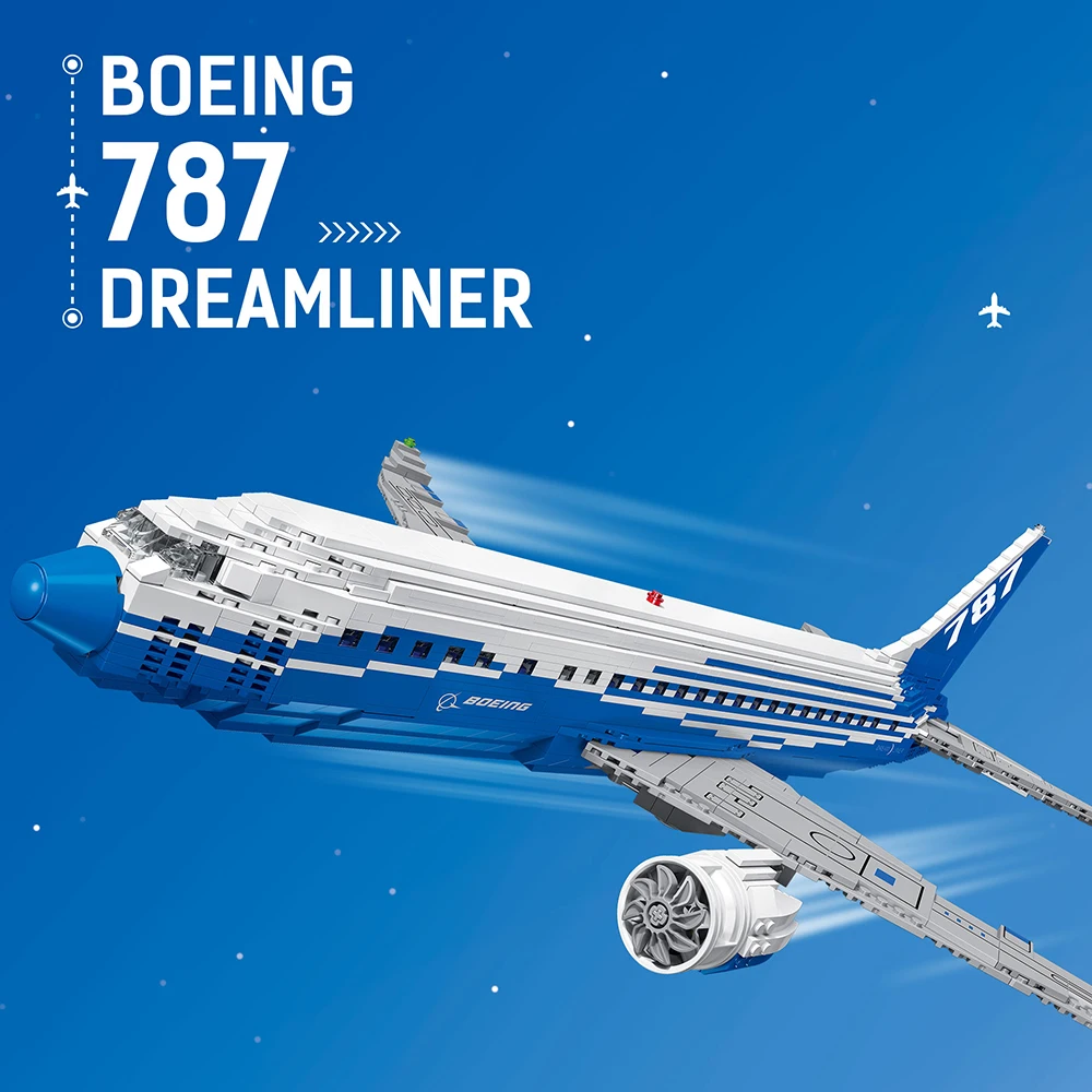 Ideas The Boeing 787 Airliner Building Block City Airplane Passenger Plane Bricks Transport Plane Toys For Kids Birthday Gifts